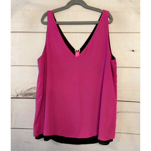 Lilly Pulitzer Tops - Lilly Pulitzer Reversible V Neck Tank Top Bright Pink Black Size M